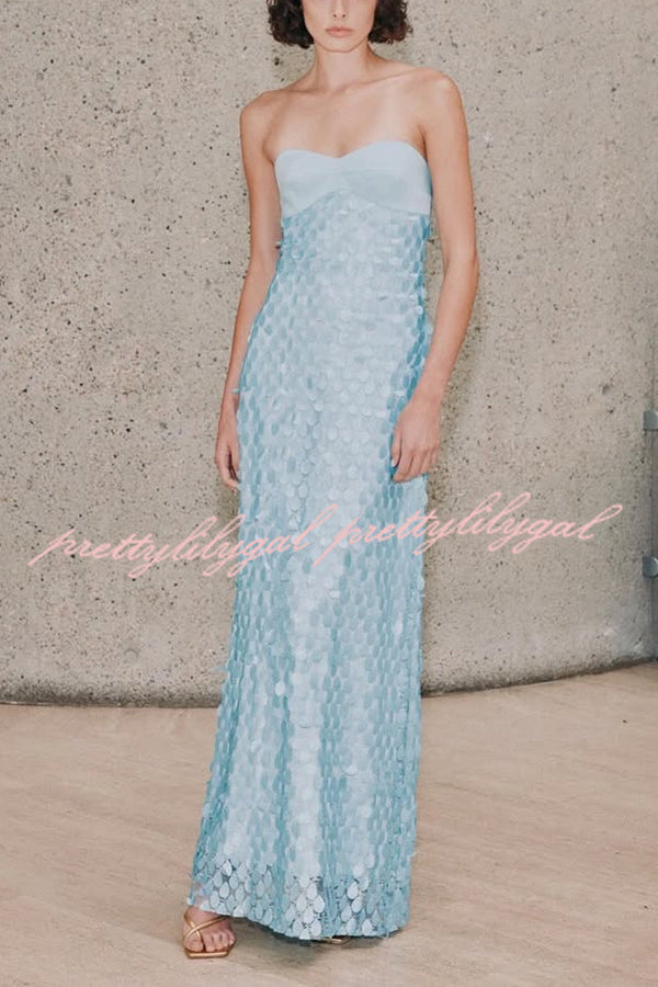 Fashionable Sequined Sexy Off-shoulder Backless Slim Maxi Dress