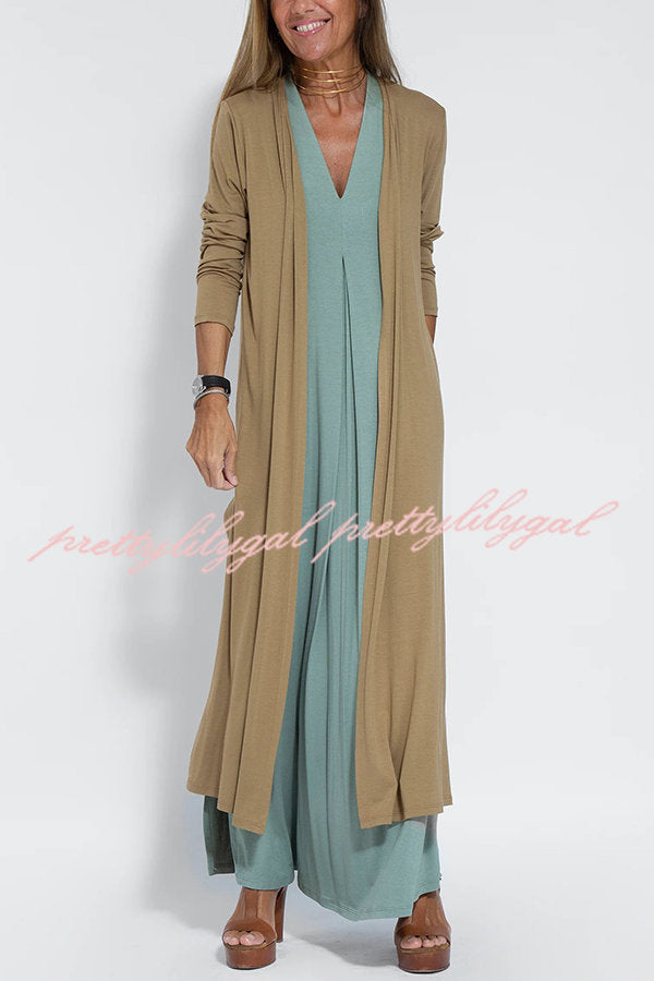 Elegant Is Eternal Knit Solid Color Sleeveless Slit Maxi Dress