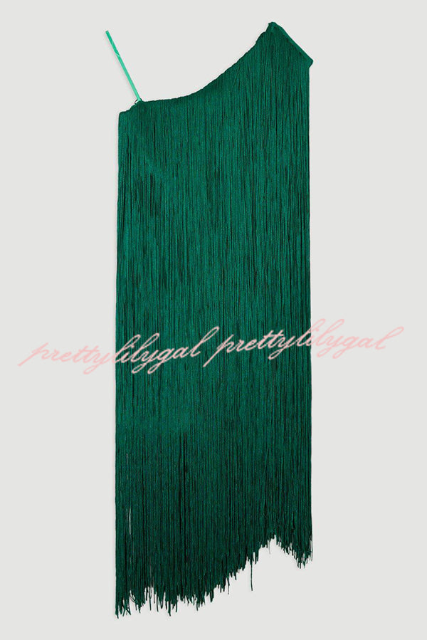 Fashion One-shoulder Slim-fit Elegant Tassel Mini Dress