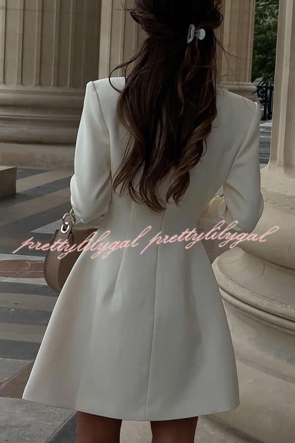 Solid Color Long-sleeved Slim-fit Button-down Casual Mini Dress