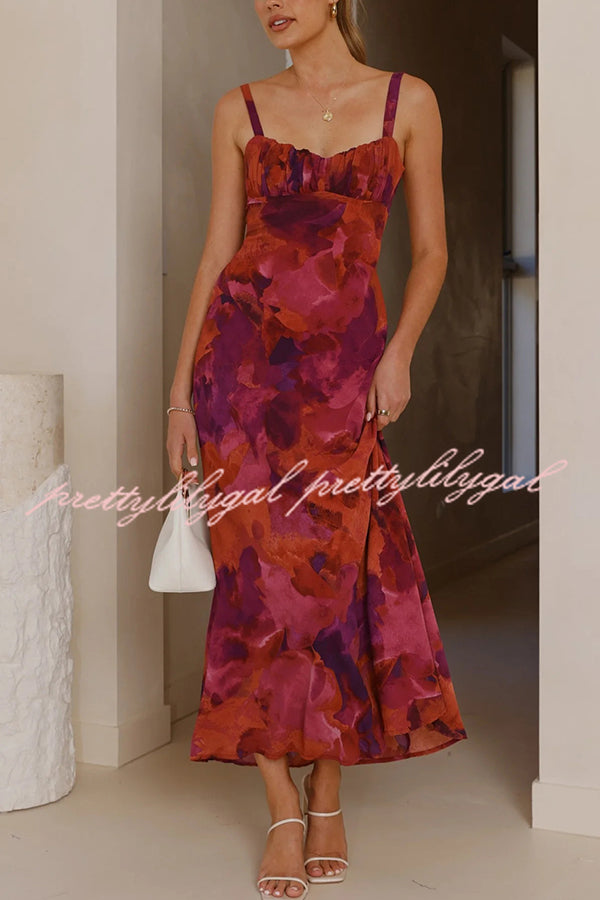 Fashion Tie-dye Backless Suspender Holiday Maxi Dress