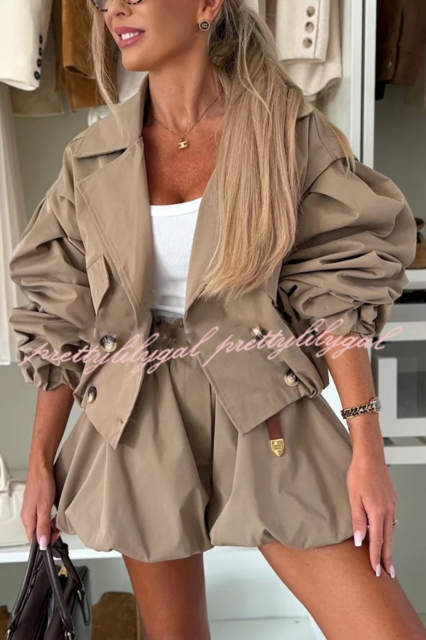 Fashion Style High Rise Elastic Waist Pocketed  Bloomer Shorts