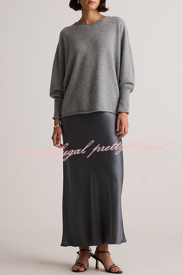 Soft and Warm Cashmere Knit Batwing Sleeve Relaxed Sweater