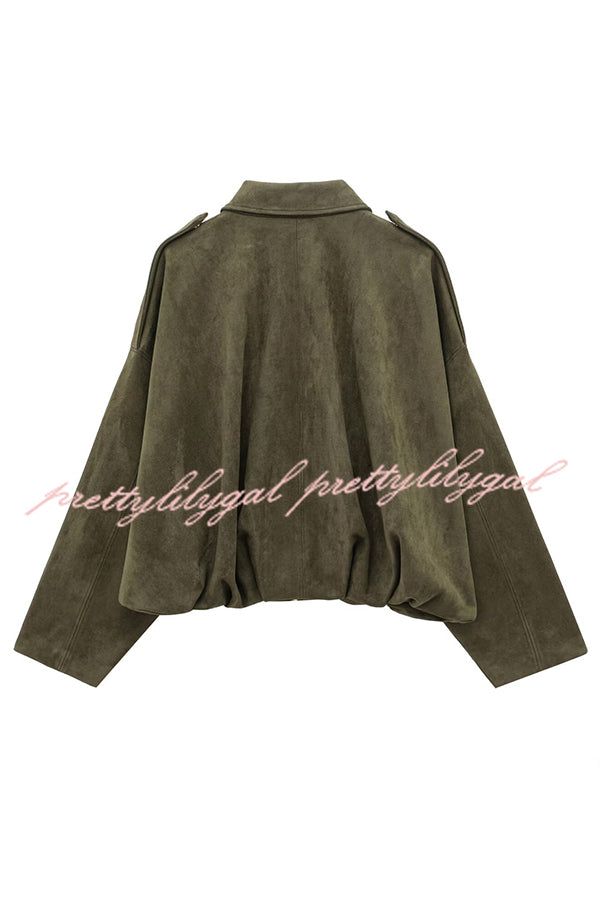 Fashion Lapel Long-sleeved Casual Bomber Jacket