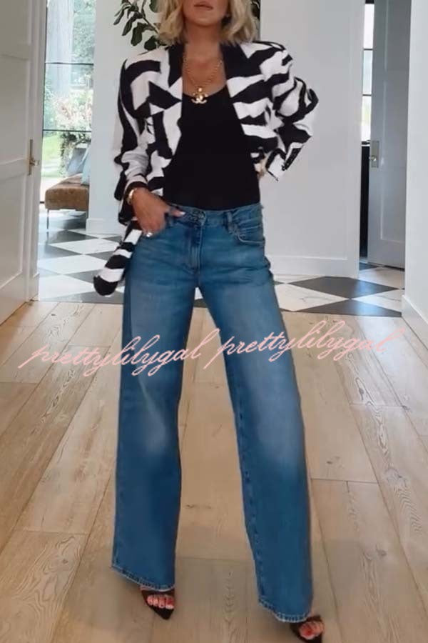 Breath of Freedom Animal Print Button Up Long Sleeve Lapel Loose Blazer