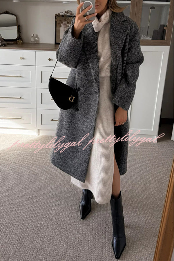 Book Club Knit Turtleneck Cap Sleeve Slit Sweater Midi Dress