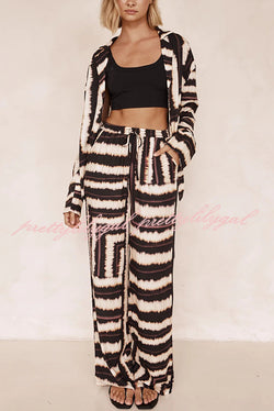 Planning Trips Satin Tie Dye Unique Print Elastic Waist Pocketed Wide Leg Pants