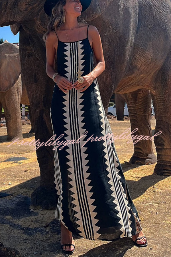 Take A Trip Ethnic Print Backless A-line Maxi Dress