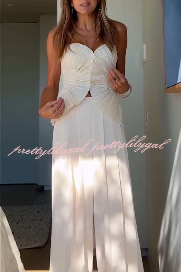 Show Exquisiteness Satin Pleated Heart-shaped Off Shoulder Halter Tank