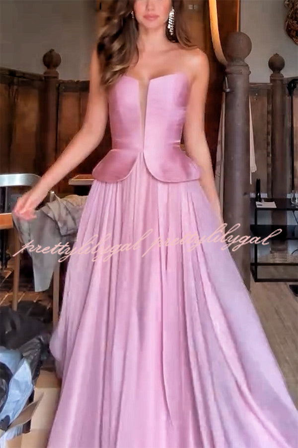 Fantasy Fairy Pleated Corset Chiffon Hem Strapless Maxi Dress