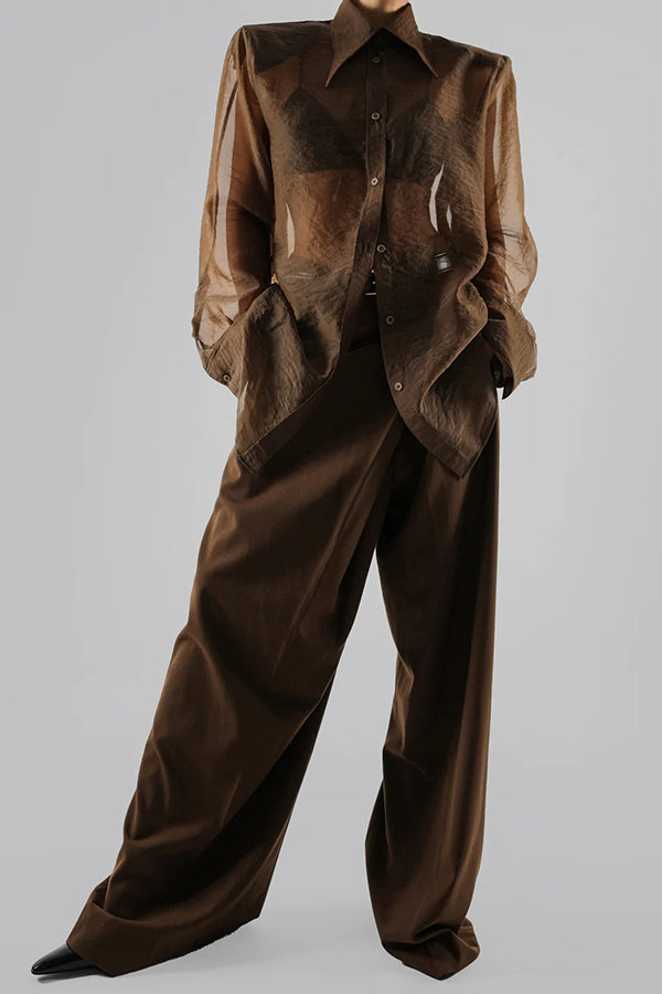 Retro Sheer Loose Long-sleeved Casual Shirt