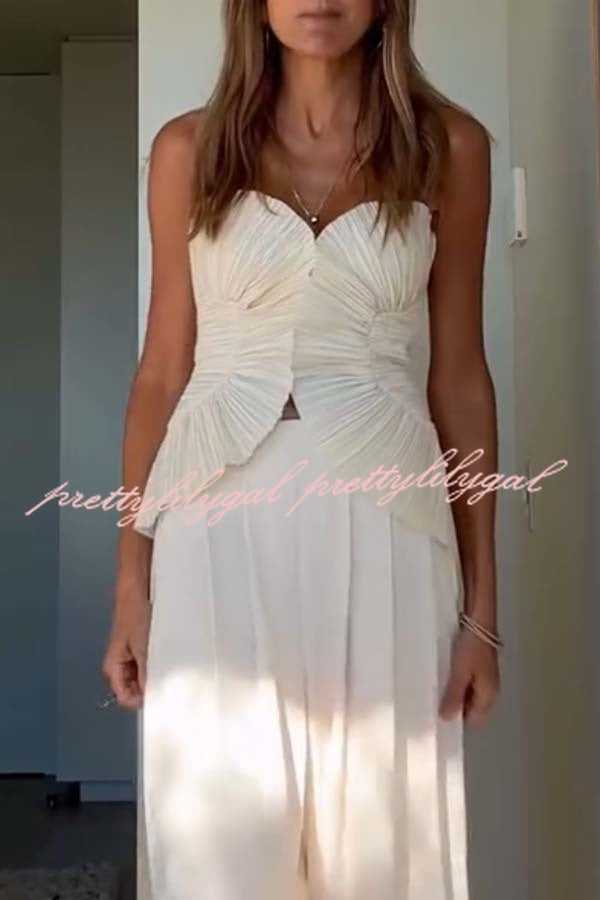 Show Exquisiteness Satin Pleated Heart-shaped Off Shoulder Halter Tank