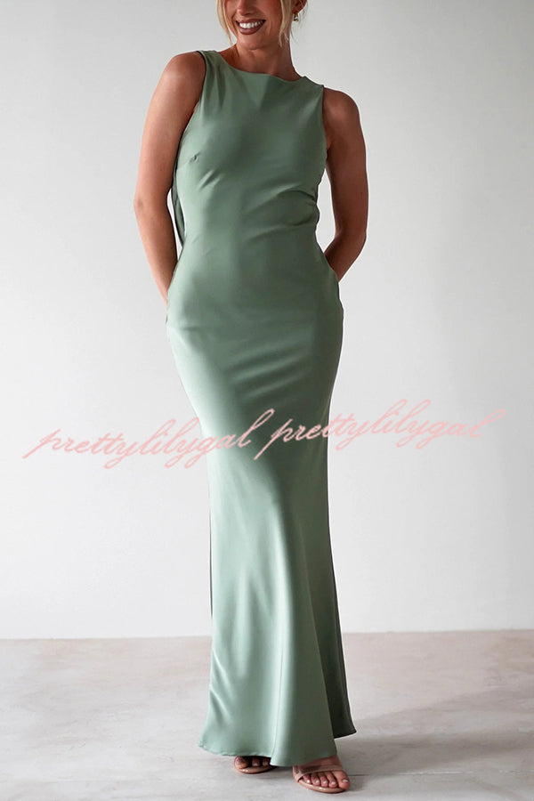 Solid Color Sexy Backless Lace-up Elegant Slim Maxi Dress