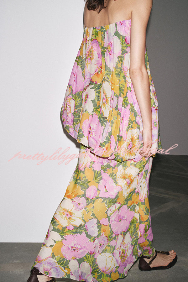 Floral Print Off-the-shoulder Irregular Loose Maxi Dress
