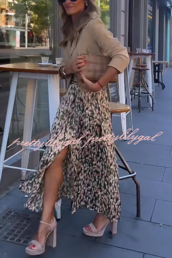 Unique Print High-Waisted Casual Slit Maxi Skirt
