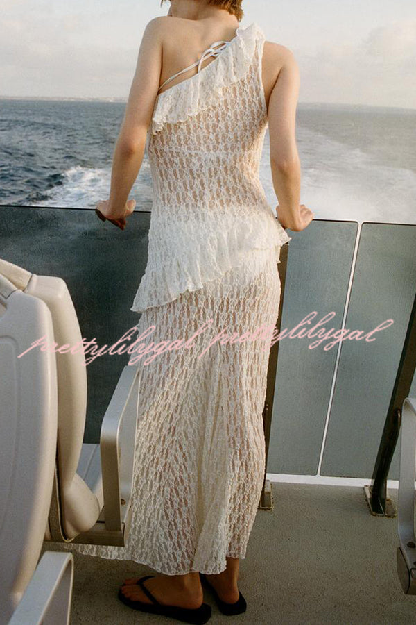 Solid Color Lace Stretch Holiday Maxi Skirt