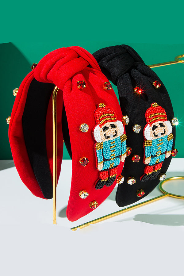 Christmas Hand-sewn Rice Bead Soldier Headband