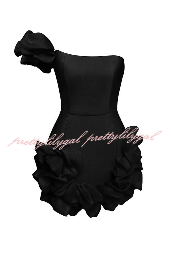 Delightful and Elegant Vibe Off Shoulder Flounce Bottom Mini Dress