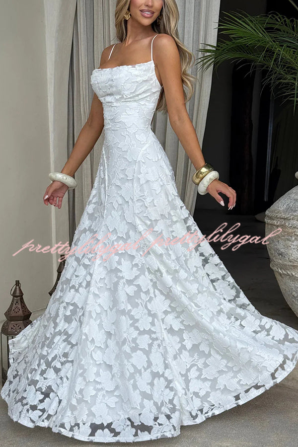 Francis Floral Burnout Jersey Fabric Cowl Neck Back Lace-up Maxi Dress