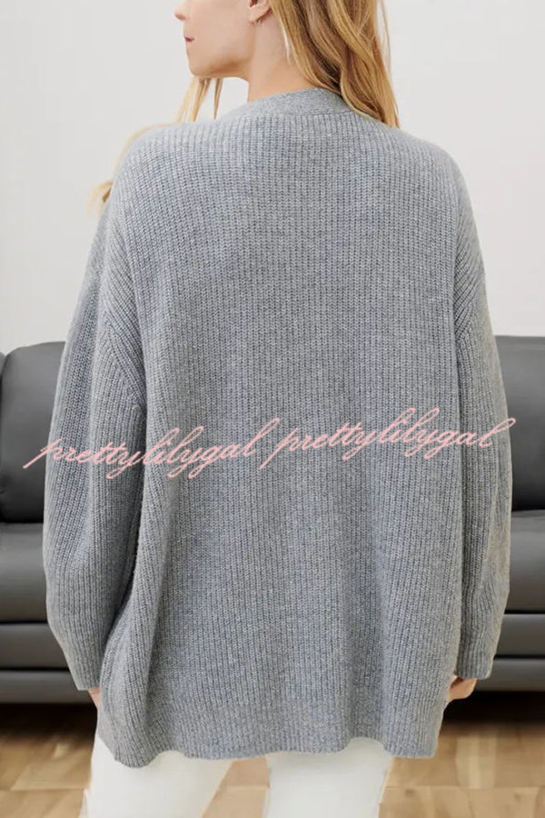 Mountain View Knit Ribbed Button Relaxed Cardigan