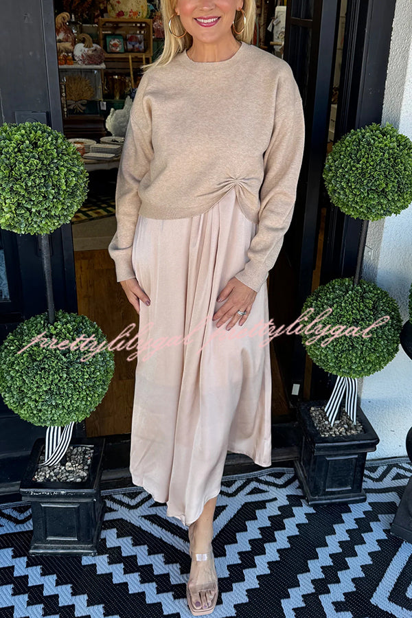 satin dress sweater Taylor Women's Satin Twofer A-Line Sweater Dress