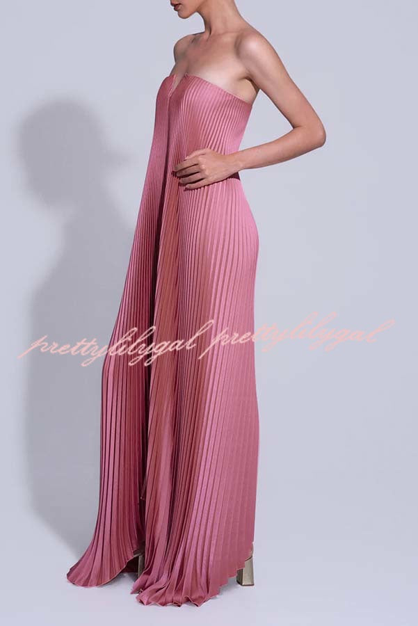 Darling Moment Satin Fabric Off Shoulder V-neck Asymmetric Hem A-line Maxi Dress