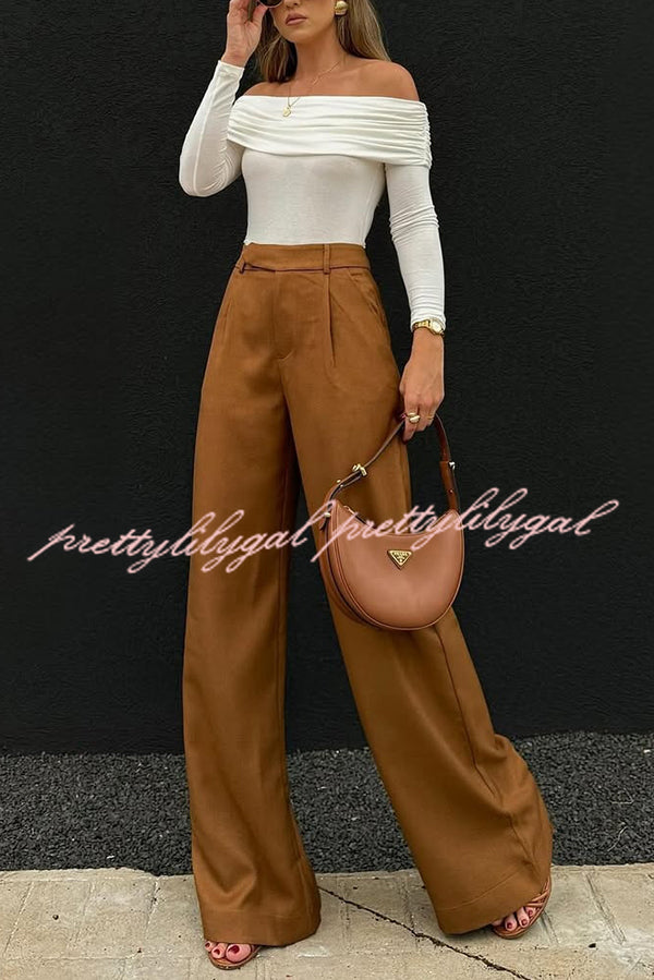 Solid Color Casual Pocket Loose Wide-leg Pants