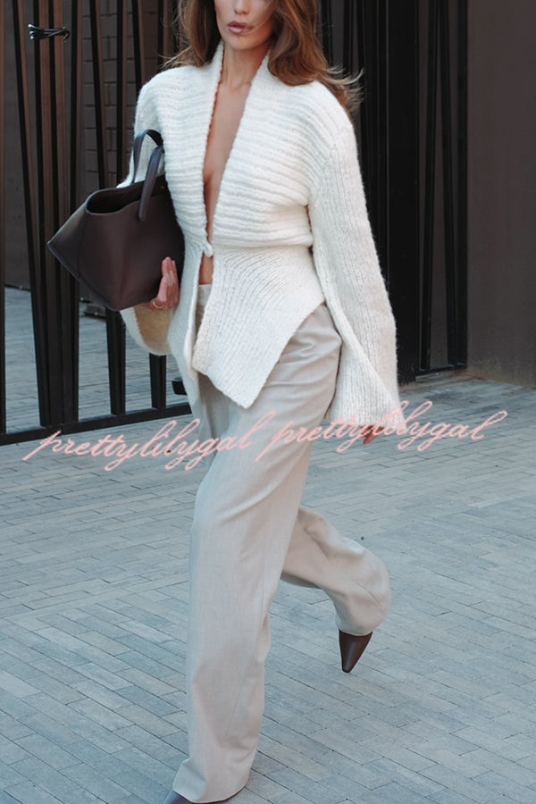 Retro V-neck Long-sleeved Sexy Hollow Loose Knitted Cardigan