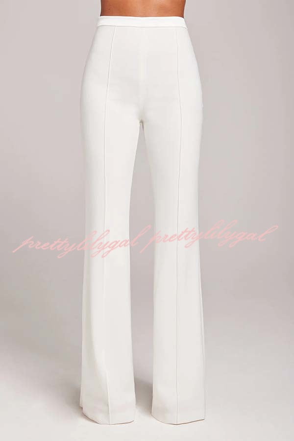 Women Power High Rise Side Zipper Flare Slim Fit Pants