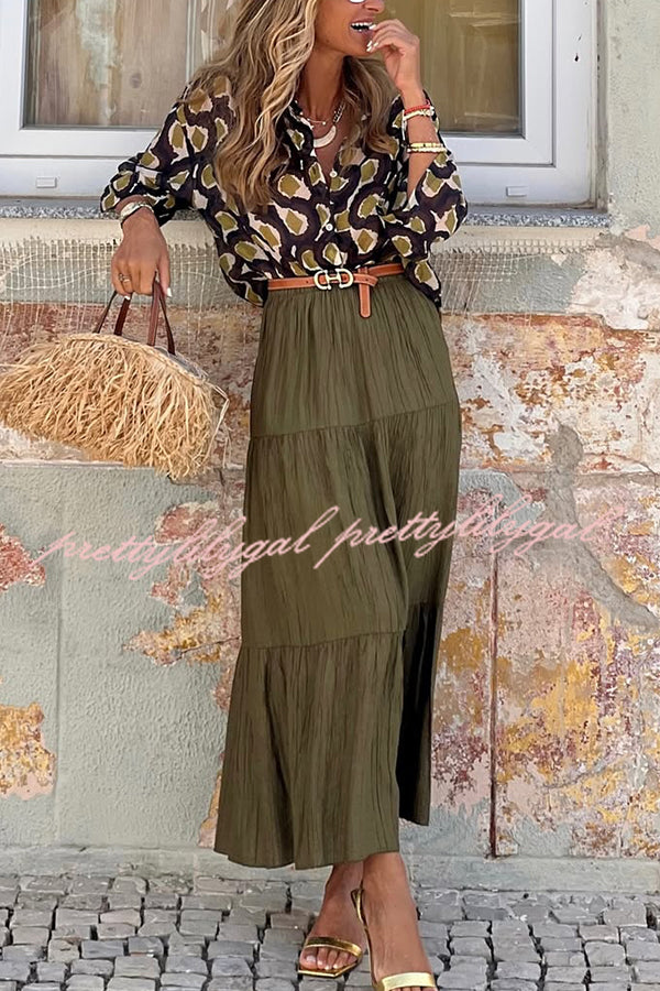Solid Color Splicing Casual Vacation Maxi Skirt