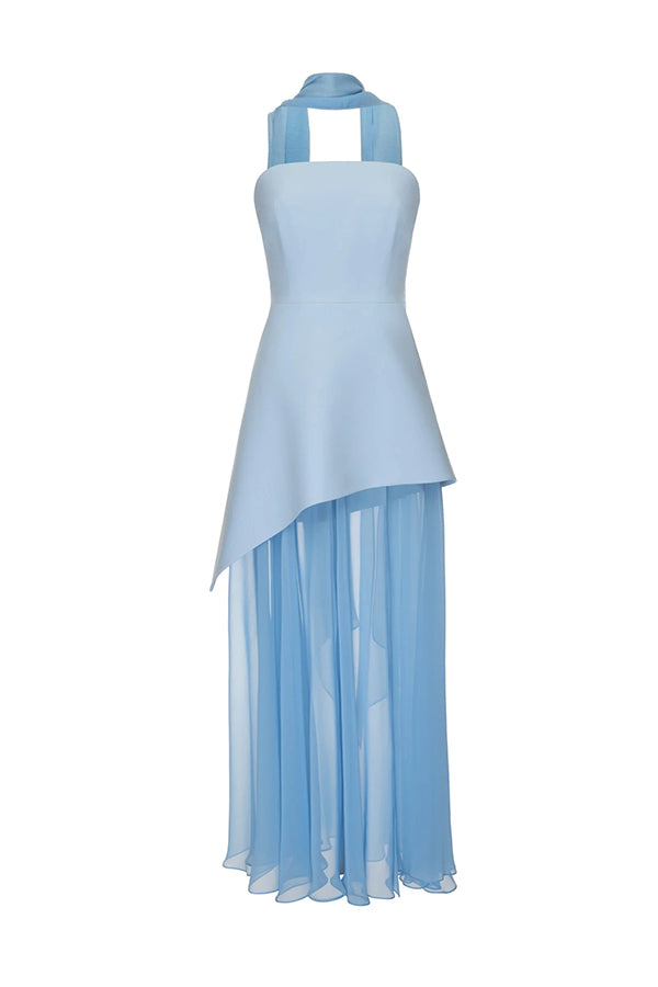Monaco Off Shoulder Structured Top Chiffon Slit Hem Scarf Maxi Dress prettylilygal Monaco Off Shoulder Structured Top Chiffon Slit Hem Scarf Maxi Dress prettylilygal