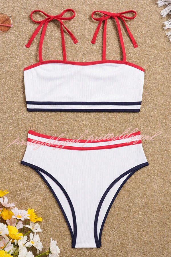 Independence Day Sexy Bikini High Waist Striped Tankini Swimsuit