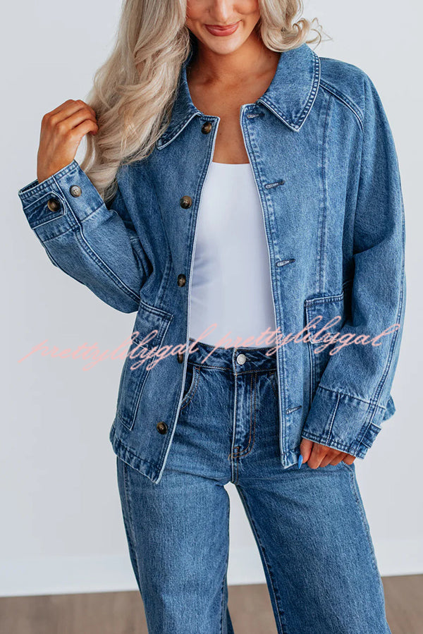 Stylish Single-breasted Casual Pocket Denim Jacket