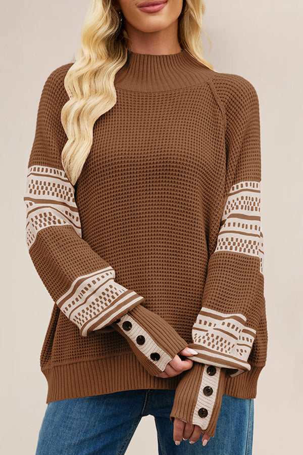 Stylish Color-blocked Loose Long-sleeved Knit Sweater