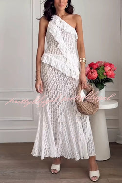 Solid Color Lace Stretch Holiday Maxi Skirt