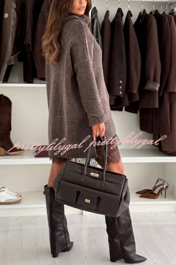 Breezy City Knit Turtleneck Long Sleeve Relaxed Sweater