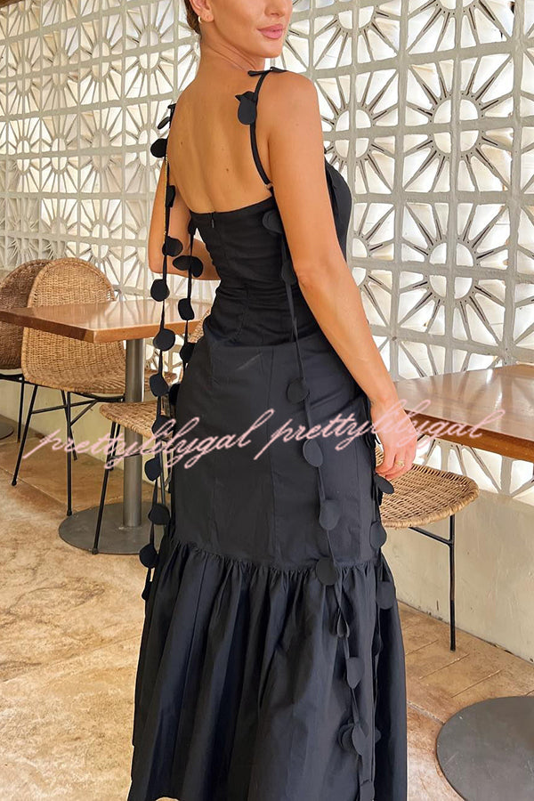 Romantic Getaway Round Decorative Draped Braid Fishtail Midi Dress