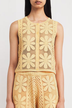 Fashion Embroidered Hollow Sleeveless Round Neck Knitted Vest