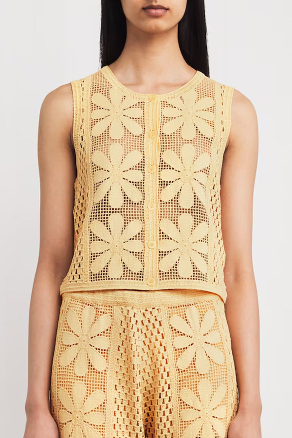 Fashion Embroidered Hollow Sleeveless Round Neck Knitted Vest