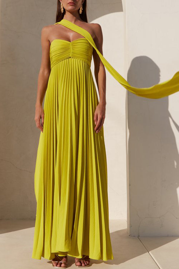 pleated off the shoulder maxi dress Hutch Long-Sleeve Off-The-Shoulder Pleated Maxi Dress