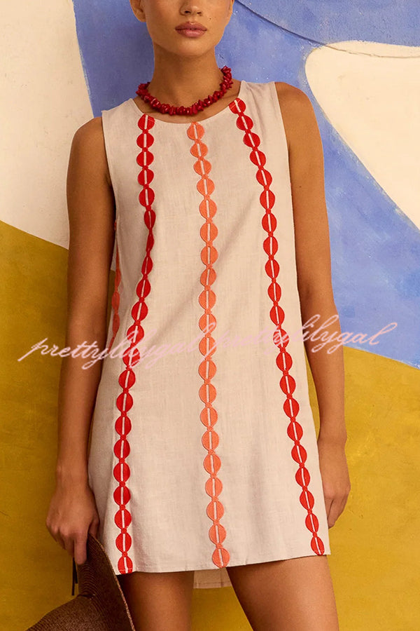 Unique Printed Round Neck Sleeveless Casual Loose Mini Dress