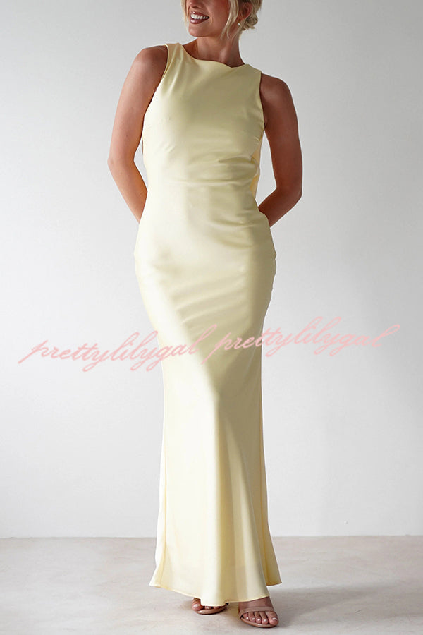 Solid Color Sexy Backless Lace-up Elegant Slim Maxi Dress