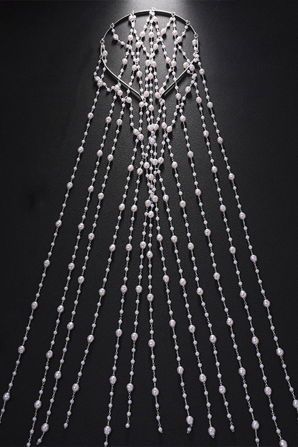 Fashionable Mesh Pearl Tassel Headband