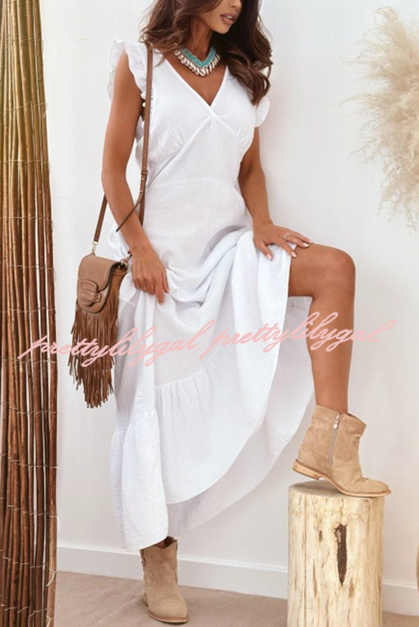 Solid Color Sleeveless V-Neck Casual Loose Maxi Dress