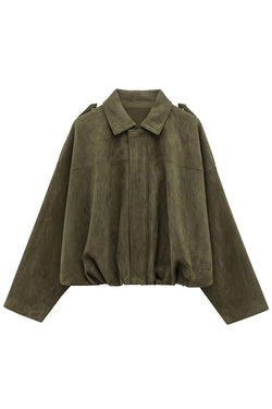 Fashion Lapel Long-sleeved Casual Bomber Jacket