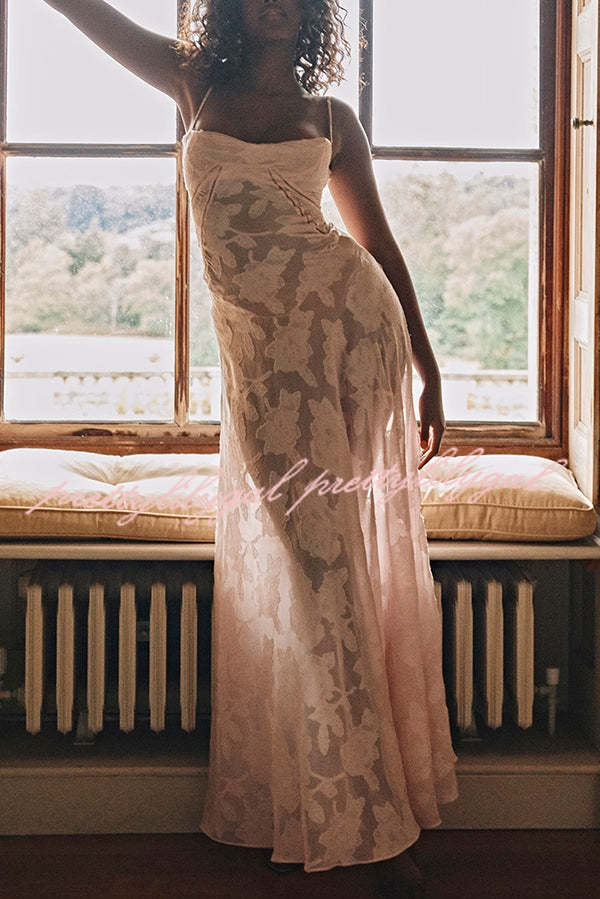 Fashion Sexy Suspenders See-through Holiday Slim Maxi Dress