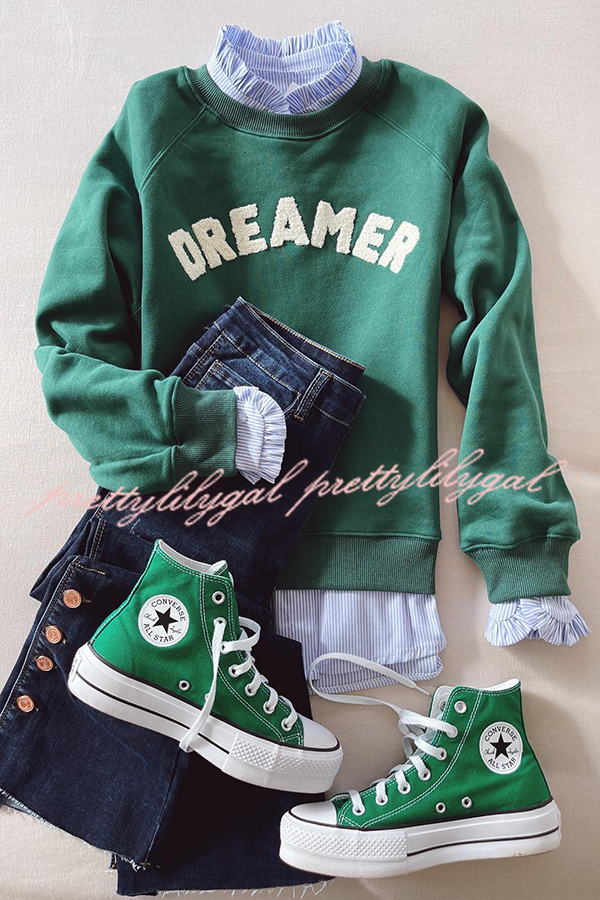 Daydreamer Letter Contrast Color Relaxed Loose Sweatshirt