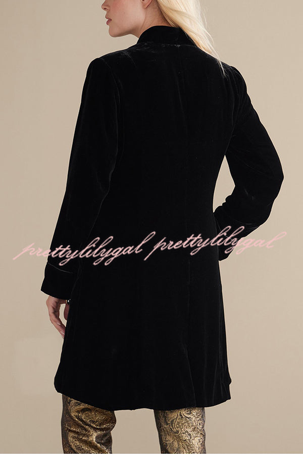 Solid Color Velvet Long-sleeved Loose Mid-length Coat