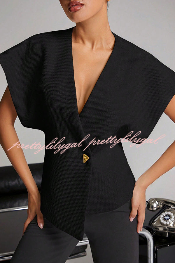 Fashion Button V-neck Asymmetrical Suit Vest
