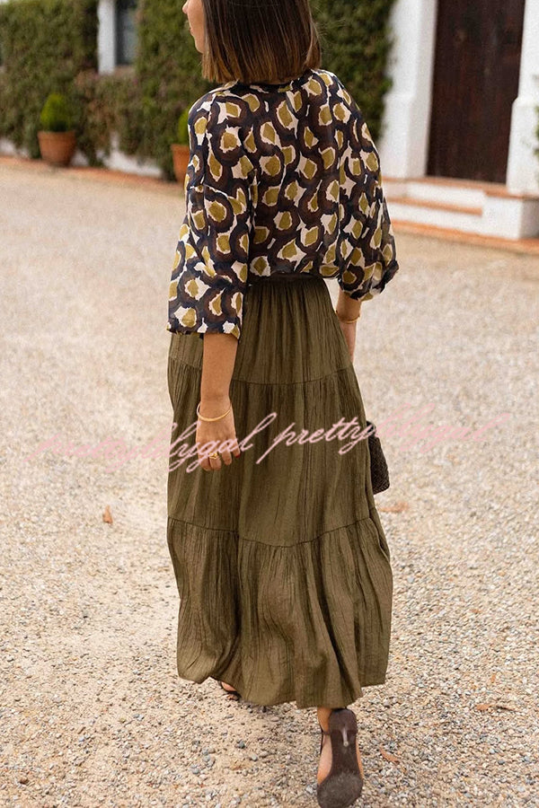 Solid Color Splicing Casual Vacation Maxi Skirt
